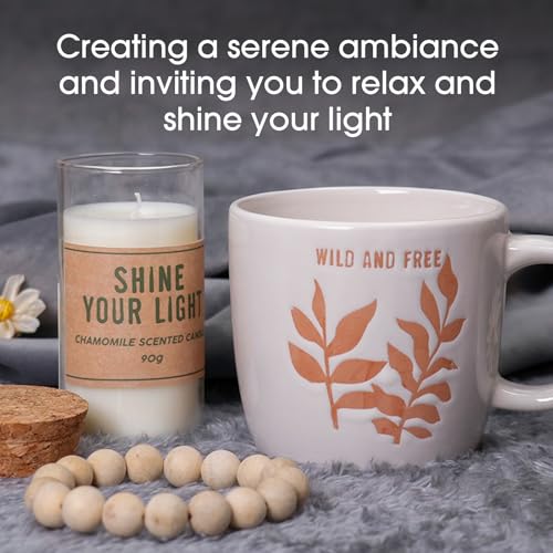 Meditation Set Discover the Power Within Kit Include Ceramic Mug Cup Sandalwood Bracelet & Eco-friendly Glass Candle Self Care Gifts for Women