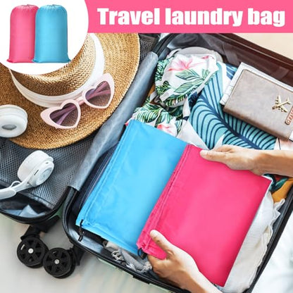 Nuogo 20 Pcs Laundry Bag Washable Travel Laundry Bags with Drawstring Lock Closure Large Heavy Duty for Camping Tent Blankets Dirty Clothes Yarn Fabric Storage, 38 x 24 Inches(Pink, Blue) - color: Pink, Blue