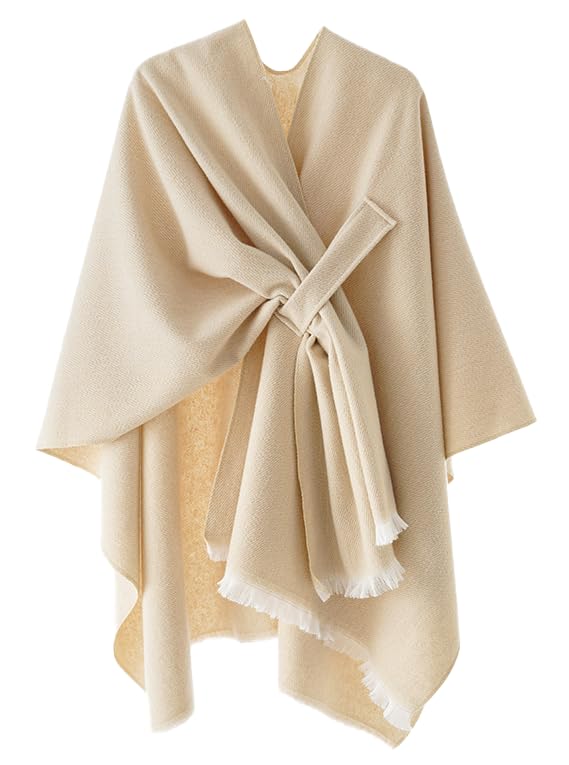 Women's Shawls Wrap Poncho Soft Capes Open Front Cardigan Large Blanket Wraps Shawl Knitted Cloak Cardigan Warm - color: New-beige