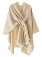 Women's Shawls Wrap Poncho Soft Capes Open Front Cardigan Large Blanket Wraps Shawl Knitted Cloak Cardigan Warm - color: New-beige