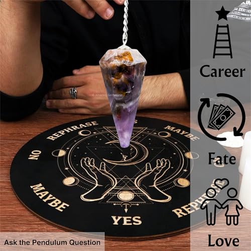 Amazing Gemstone Chevron Amethyst Crystal Pendulum for Divination - Certified Dowsing Crystals and Healing Stones for Chakra Balancing and Meditation - Enhance Reiki Spiritual Growth - color: Amethyst (Chevron)