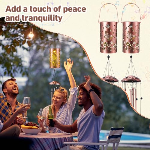 Retisee Butterfly Solar Wind Chimes Outdoor Metal Butterfly Gifts Solar Light Windchimes Outside Indoors Christmas Decoration Birthday Gift for Home Lawn Porch Patio Garden Yard - style: Butterfly