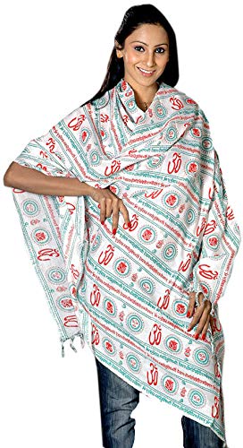 Exotic India Gayatri Mantra Prayer Shawl - Multi Color