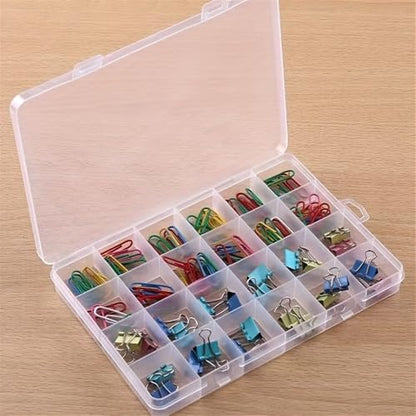Large Capacity 24 Compartments Clear Jewelry Box Organizer - Perfect for Jewelry, Crafts, Beads, and Accessories - Durable Plastic Container with Secure Closure
