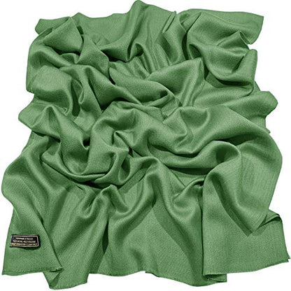 CJ Apparel Solid Color Fringe Design Fringe Shawl Scarf Wrap Stole Throw Head Wrap Pashmina Gift Hand Made in Nepal New - color: Forest Green Fc1042c