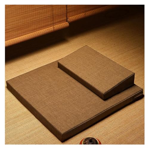 Square Meditation Cushion Mat Set with Washable Cotton Linen Cover, Larger Thick Yoga Mat Bolster Floor Pillows Seating for Adults Meditation Accessories Q-60CM - color: Q, size: 60CM