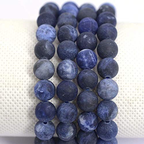 Angelstones Handmade Natural Healing Gemstone 8mm Round Beads Stretch Crystal Bracelet 7 Inch Unisex - color: Matt Frosted Blue Sodalite