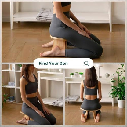 Ergonomic Wooden Meditation Bench, Portable Yoga Auxiliary Stool, for Yoga, Prayer, Travel, Mindfulness, Zen Practice(Medium) - size: Medium