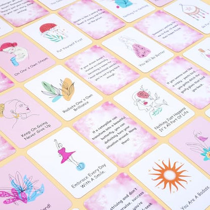 YOKSAS 60 Daily Affirmation Cards for Women – Inspirational & Motivational Quotes, Mindfulness Cards, Positive Affirmation Gift Set for Women, Birthday, Anniversary & Self-Care