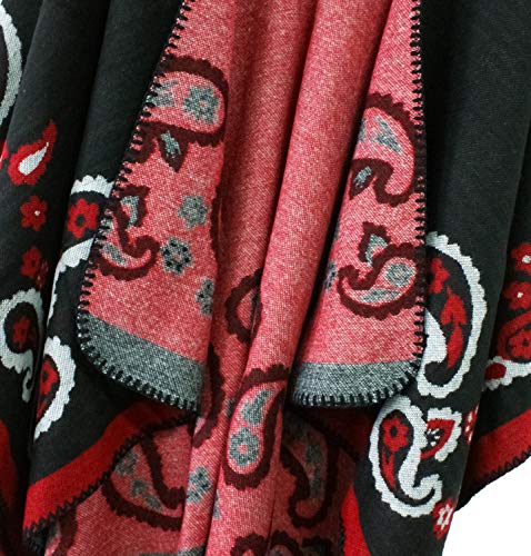 Urban CoCo Women's Color Block Shawl Wrap Open Front Poncho Cape - color: Series 21-black
