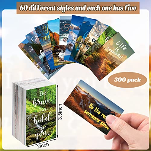 Jinei 300 Inspirational Affirmation Cards Bulk Daily Positive Motivational Gifts Cards Small Mini Encouragement Quotes for Women Coworker Team(Scenery Style) - style: Scenery Style