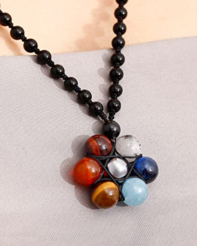 7 Chakra Stones Necklaces for Women Crystals and Healing Stones Balance Meditation Energy Star-Shape Handmade Pendant Necklace