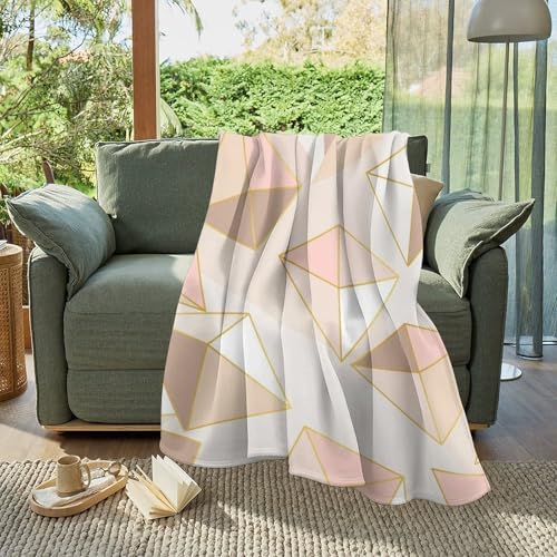Generic Fuzzy Plush Flannel Blanket, 50"x40", Pink, Geometric Pattern, Heavy Weight, Throw Blanket, Perfect for Reading, Napping, Camping, Travel - color: Pattern (127), size: 50"x40"