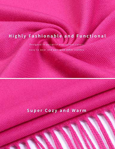 Pashmina Shawl Women Winter Scarf Warm Wedding Wraps Ladies Scarves for Evening Dresses - color: Hot Pink