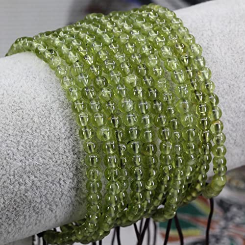 Keleny Natural Gemtones 4mm Round Beads Crystal Adjustable Braided Macrame Tassels Bracelets Unisex - color: Green Olivine Quartzite Peridot