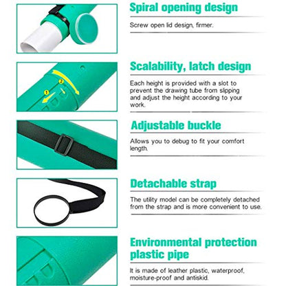 2-Pack Extendable Poster Tubes Expand from 24.5” to 40” with Shoulder Strap | Carry Documents, Blueprints, Drawings and Art | Red and Green Portable Durable Round Storage Cases with Lids and Labels