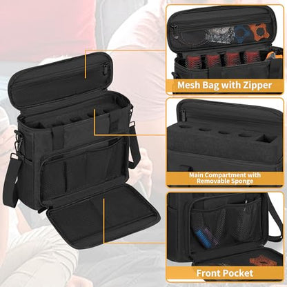 IBVIVIC 4 Slots Wireless Microphone Case with Foam, Microphone Carry Travel Bag with Shoulder Strap Mic Storage Bag for Singing, Karaoke, Party