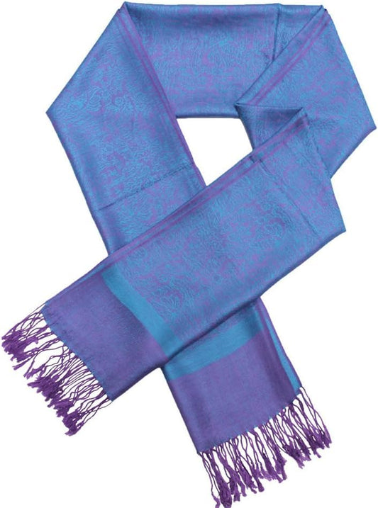 Pashmina Shawl Wrap for Women Soft Lightweight Multi-Purpose Scarf for Weddings, Parties & Casual Wear - color: Cyan Purple-pl1893
