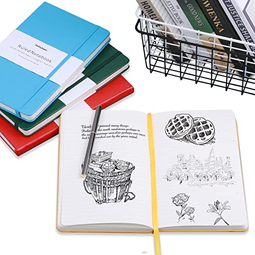 Huhuhero Lined Notebook Journal, 120Gsm Premium Thick Paper with Hardcover Faux Leather Notebook for Work School Note Taking, Office College Supplies 5.25"×8.25"(1, Navy Blue) - color: Navy Blue