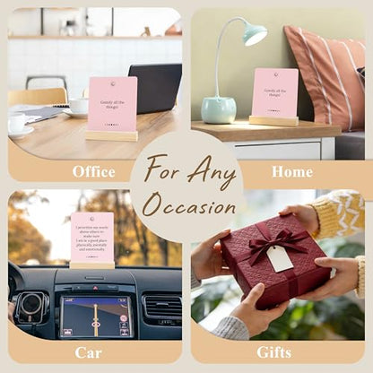 Badass Affirmation Cards | 55 Daily Motivational and Inspirational Cards, Office Decor Desk Sign Gifts for Coworker, Boss, Employees, Friends, Social Worker, with Display Stand