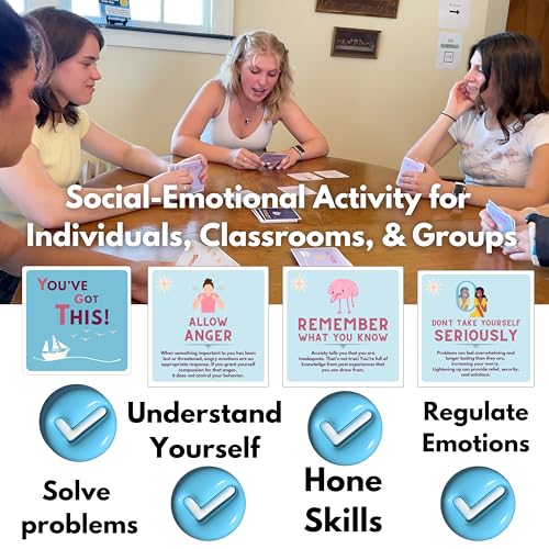 60 Calming Coping Skills Card Deck, Therapeutic Tools for Anxiety, Anger, Depression | Become Empowered During Real-Life Obstacles | DBT Skills for Personal Reflection, Family & School Activities