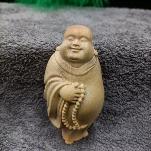 Antique Maitreya Wooden Statue Accents Zen Meditation Wood Sculpture Decor for Living Room Spa Or Yoga Studio Centerpiece Books Living Room Bedroom Ornament