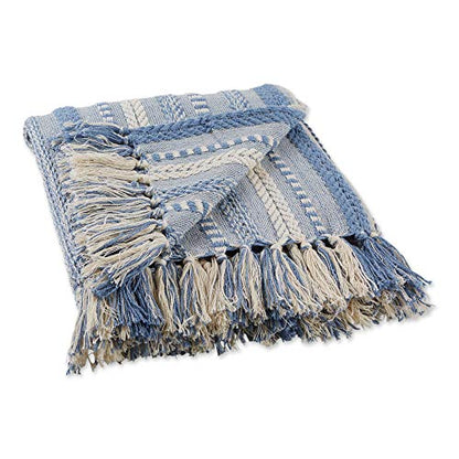 DII Braided Striped Decorative Throw Blanket, 50x60, Stonewash Blue - color: Stonewash Blue