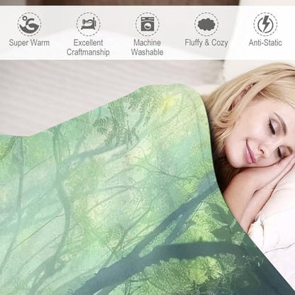 Woman Meditation Jungle Green Ultra Soft Flannel Fleece Bed Blankets Lightweight Cozy Throw Blanket Room Decor for Couch Chair Bedroom Adults Bedding Cozy Blanket Outdoor Travel Blankets 30"x4 - size: 40L" x 30W"