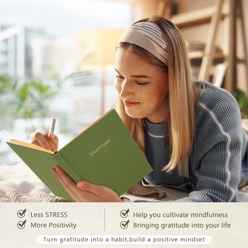 Gratitude Journal Daily Self Care Affirmations Gift for Christmas Birthday Fathers Day Christian Positive Journal Gifts for Friends Dad Mom Cowrker Employee(Dark Green,Minimalist)