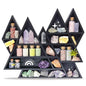 Mountain Crystal Shelf Display for Wall, Wooden Triangle Rock Gem Stone Storage Holder, Meditation Room Decor Spiritual Gift, Wall Hanging Organizer for Trinkets, Knick Knacks, Art Collections