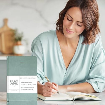 5 Minute Daily Guided Journal for Women | Low Pressure Self-Care and Wellness Journal with Prompts – 2 Sided AM & PM Entries and Brain Dump | Anxiety Relief Item & ADHD Friendly Gift - The 5W's Guided Journal - color: Duck Egg Blue