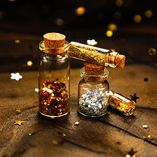 Geiserailie 45 Pcs Mini Glass Bottles with Cork Stoppers Spell Jar Mini Glass Vials Potion Bottles Clear Wishing Jars with 50 Eye Screws 3 Funnels for Party Favors DIY Art Crafts Decoration(Medium) - size: Medium