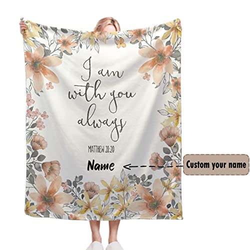 AMITAYUS Custom Bible Verse Blanket with Name - Personalized Christian Gifts for Women Customized Religious Sympathy Inspirational Spiritual Throw Gift for Family Friends 50" x40 '' Small - color: Custom Bible Verse, size: Small 50"x40