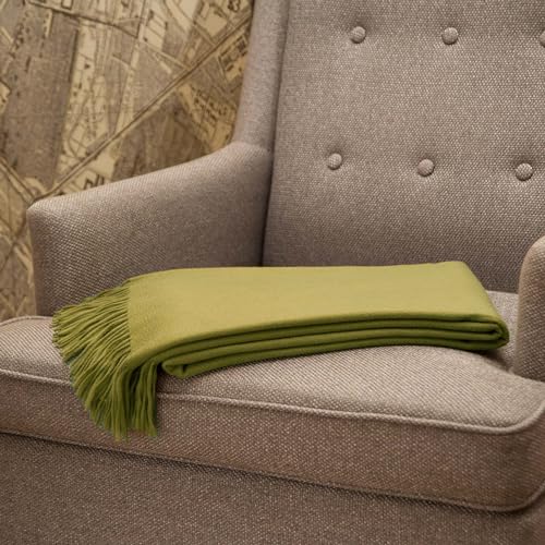 CUDDLE DREAMS Premium Cashmere Throw Blanket with Fringe, Luxuriously Soft (Bamboo Green) - color: Bamboo Green
