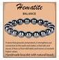 LPBeads Handmade Natural Gemstone Stretch Elastic Bracelet Healing Crystal Round Stone Beads Jewelry Gifts for Women Men - color: Hematite, size: 10mm