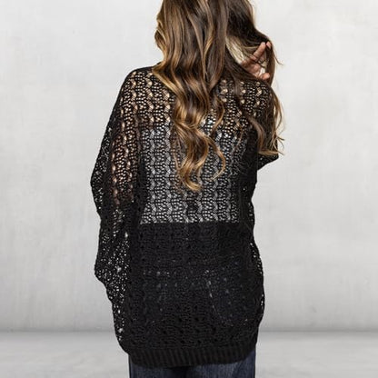 Open Weave Cocoon Shawl for Women, Cardigan Sweater, Lightweight Pashmina Shawl Wrap, Poncho Scarves for Women - color: Black