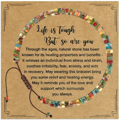 VIBILIA Get Well Gifts for Women, Inspirational Gifts Natural Stone Healing Bracelet, Thinking of You Encouragement Strength Bracelets for Women on Birthday Valentine's Day Easter Mother's Day - color: A. Imperial