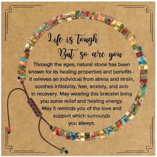 VIBILIA Get Well Gifts for Women, Inspirational Gifts Natural Stone Healing Bracelet, Thinking of You Encouragement Strength Bracelets for Women on Birthday Valentine's Day Easter Mother's Day - color: A. Imperial