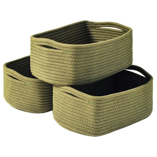 ICERZCZ Small Green Storage Baskets for Organizing Shelves, Cute Woven Baskets for Storage, Organizer Basket for Decor, Gift Basket, 13"×8.5"×5.1" (3 Packs) Green - color: Green, size: 13"×8.5"×5.1"