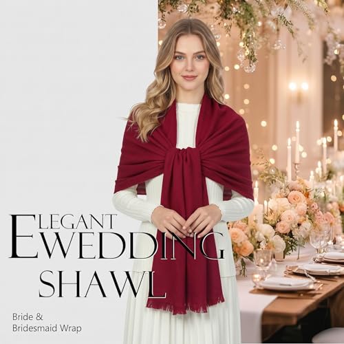 Shawl Wraps for Women Pashmina Shawls and Wraps for Evening Dresses Large Soft Scarf Winter Scarf Wedding Shawl… - color: Wine