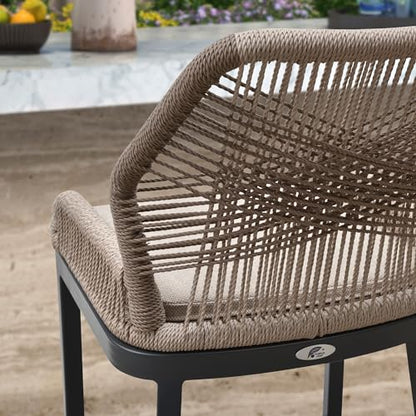 PURPLE LEAF Counter Height Bar Stools Set of 2 Rattan Wicker Outdoor Metal Boho Barstools with Back and Footrest Patio Garden Balcony Pool Bar Chairs - color: Classic/Dark Grey, size: 2pc-24.8"h
