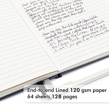 feela 3 Pack Notebooks Journals Bulk with 3 Black Pens, A5 Hardcover Notebook Classic Ruled Lined Journal Set with Pen Holder for Work Business Journaling Note Taking, 120 GSM, 5.1”x8.3”, Gray - color: 3 Pack gray