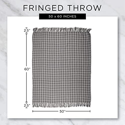 DII Global, Fields of Diamond Woven Throw, 50x60, Mineral - color: Mineral