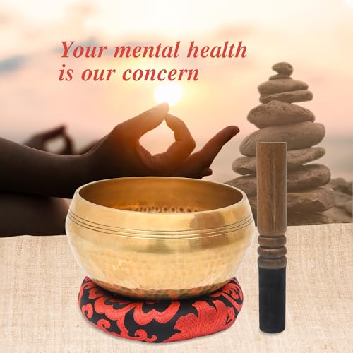 Tibetan Singing Bowl Set-Authentic Cuencos Tibetanos for Sound Healing, Meditation & Chakra Balancing - Includes Cushion, Mallet-Unique Spiritual Gifts for Women and Men (6.3 Inch Bowl) - size: 6.3 Inch Bowl