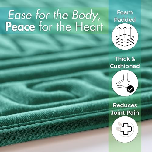 Sacred Artisans Padded Prayer Mat Thick with Soft Velvet Foam | Prayer Rug and Meditation Mat for Men Women Home Travel & Gift (Paradise Green) - color: Green