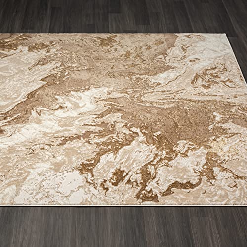LUXE WEAVERS Marble Swirl Abstract Area Rug, Beige 2x3 - color: Beige, size: 2' x 3' (Rectangular)