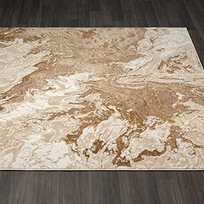 LUXE WEAVERS Marble Swirl Abstract Area Rug, Beige 2x3 - color: Beige, size: 2' x 3' (Rectangular)