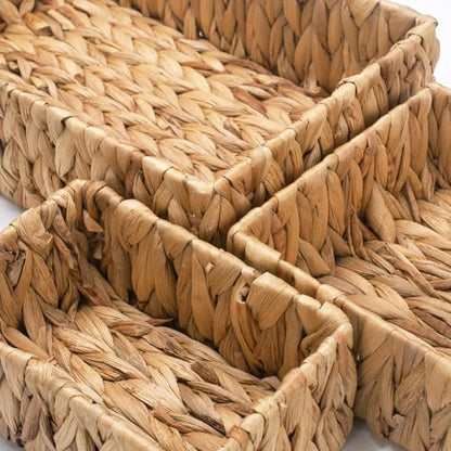 3 Pack Wicker Storage Basket, Natural Woven Water Hyacinth Storage Basket for Shelf Organizing