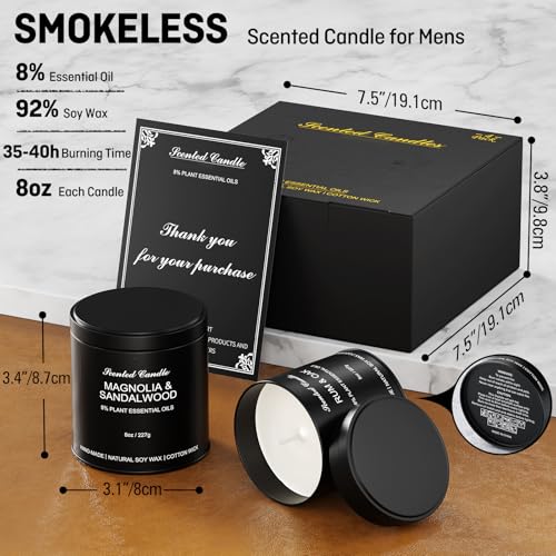 Men's Scented Candles Gift Set - 4 Pack Luxury Masculine Scented Candles for Men, 8oz Natural Soy Wax Candles with 8% Essential Oil, Long Lasting Aromatherapy Candles for Home Fragrance,Men,Him - size: Pack of 4