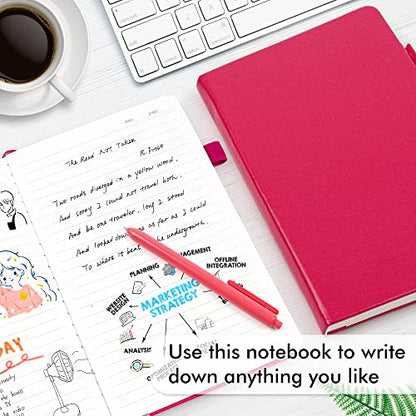 feela 24 Pack Journal Notebook for Work, Business Notebook Bulk Hardcover Lined Writing Journal with Pen Holder for Men Women Note Taking, with 24 Black Pens, 120 GSM, 5.1”x8.3”, A5, Berry - color: 24 Pack berry
